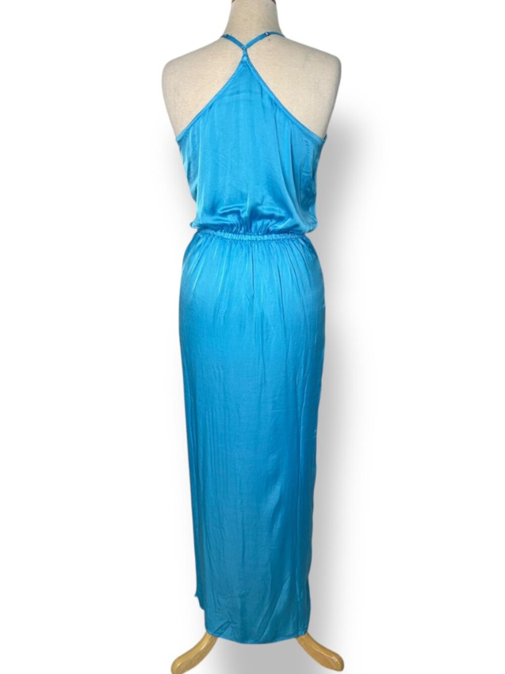 Young Fabulous Broke (YFB) Siren Slip Dress Halter Racer Back Teal Blue Sz XS - Picture 6 of 9